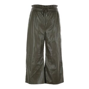 Suncoo Paris Pantalon Jimbo T4 XL Faux Leather Wide Leg Cropped Pants NWT Green